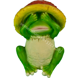 Садовая фигура Лягушонок в шляпе с закрытыми глазами